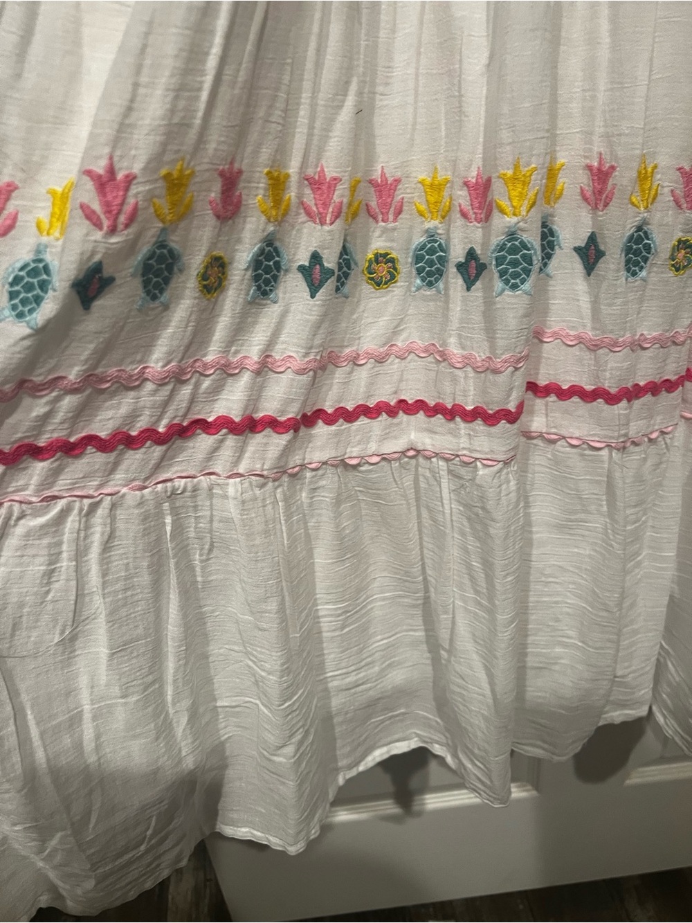Simply Southern White Tiered Dress with Multicolor Embroidery 100% Cotton - Picture 8 of 10